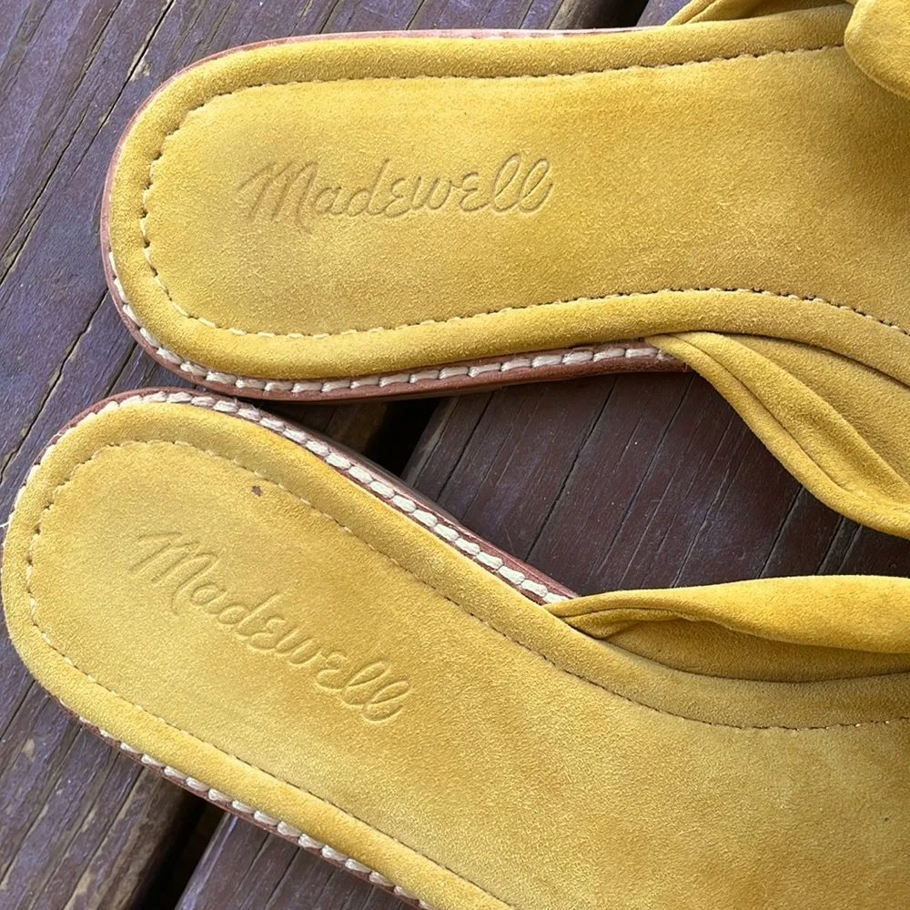 Madewell Mustard Tan Knot Slide Sandals